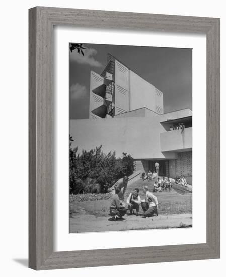 Students on Campus of Florida Southern University Designed by Frank Lloyd Wright-Alfred Eisenstaedt-Framed Photographic Print