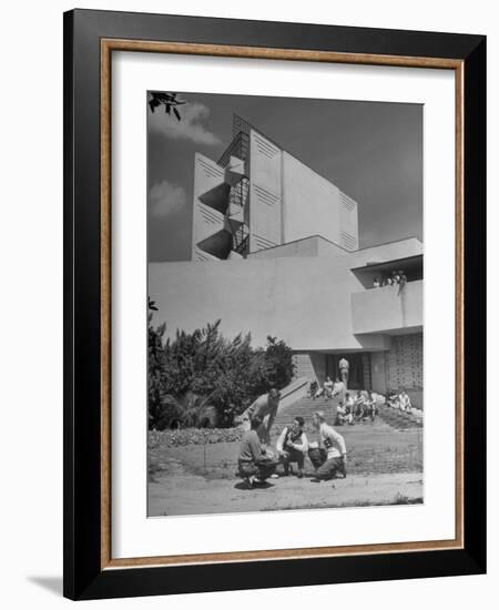 Students on Campus of Florida Southern University Designed by Frank Lloyd Wright-Alfred Eisenstaedt-Framed Photographic Print