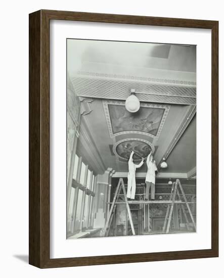 Students Painting a Design on the Ceiling, School of Building, Brixton, London, 1939-null-Framed Photographic Print