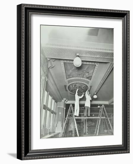 Students Painting a Design on the Ceiling, School of Building, Brixton, London, 1939-null-Framed Photographic Print