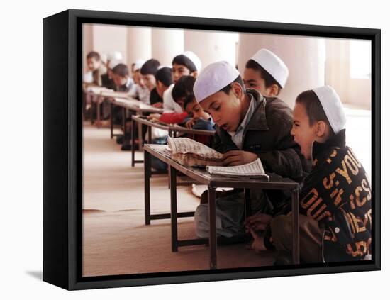 Students Read the Holy Quran During a Class in Herat, Afghanistan-null-Framed Premier Image Canvas