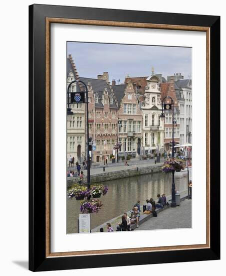 Students Relaxing Along Banks of Graslei, Ghent, Belgium-James Emmerson-Framed Photographic Print