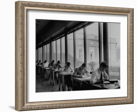 Students Studying at a Library at Harvard University-Dmitri Kessel-Framed Photographic Print