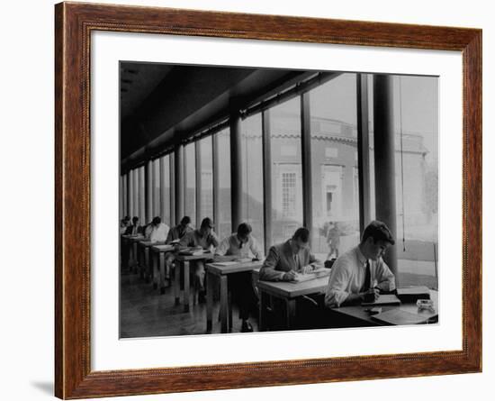 Students Studying at a Library at Harvard University-Dmitri Kessel-Framed Photographic Print