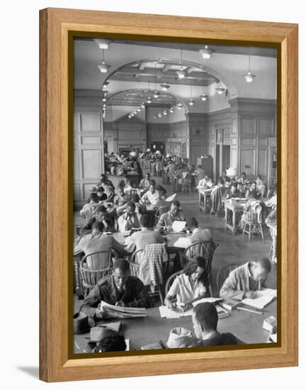 Students Studying in Reading Room of Howard University Library-Alfred Eisenstaedt-Framed Premier Image Canvas