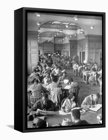 Students Studying in Reading Room of Howard University Library-Alfred Eisenstaedt-Framed Premier Image Canvas