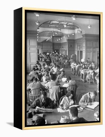 Students Studying in Reading Room of Howard University Library-Alfred Eisenstaedt-Framed Premier Image Canvas