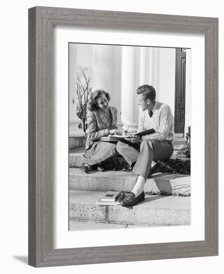Students Studying on College Steps-Philip Gendreau-Framed Photographic Print