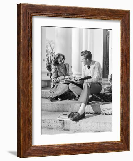 Students Studying on College Steps-Philip Gendreau-Framed Photographic Print