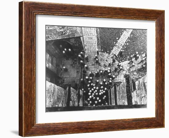 Students Wearing Straw Hats, Swarming Into Sunday Chapel-Cornell Capa-Framed Photographic Print