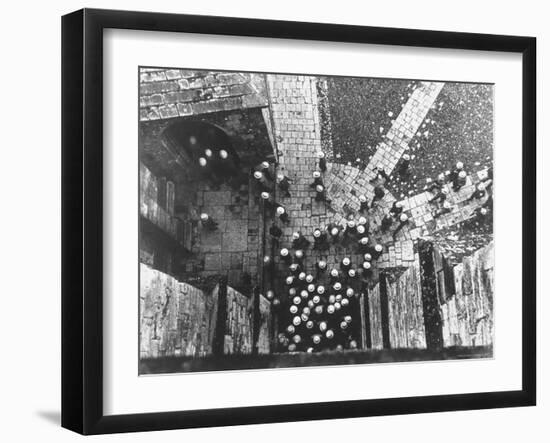 Students Wearing Straw Hats, Swarming Into Sunday Chapel-Cornell Capa-Framed Photographic Print
