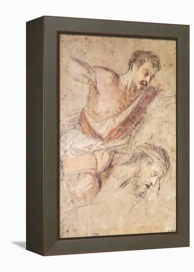 Studies for a Flagellation: a Man Scourging and the Head of Christ-Jacopo Bassano-Framed Premier Image Canvas