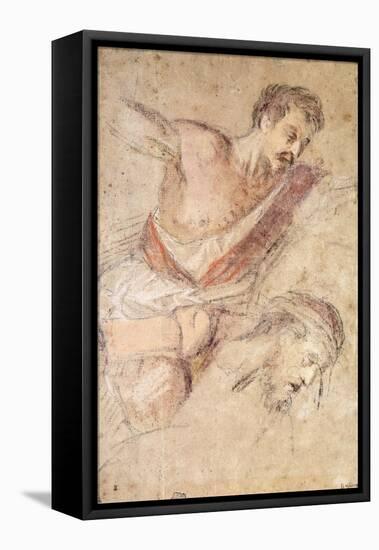 Studies for a Flagellation: a Man Scourging and the Head of Christ-Jacopo Bassano-Framed Premier Image Canvas