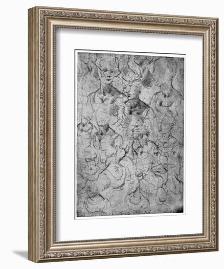 Studies for a Half Length Female Figure, 15th Century-Leonardo da Vinci-Framed Giclee Print