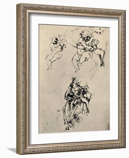 'Studies for a Madonna and Child with a Cat', 1478-1480 (1945)-Leonardo Da Vinci-Framed Giclee Print