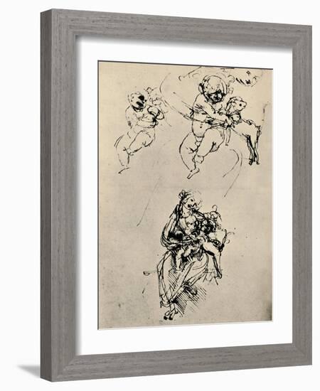 'Studies for a Madonna and Child with a Cat', 1478-1480 (1945)-Leonardo Da Vinci-Framed Giclee Print