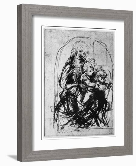 Studies for a Madonna Del Gatto, 15th Century-Leonardo da Vinci-Framed Giclee Print