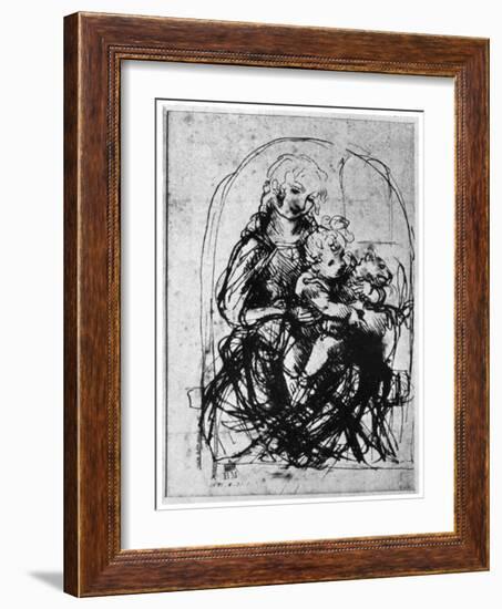 Studies for a Madonna Del Gatto, 15th Century-Leonardo da Vinci-Framed Giclee Print