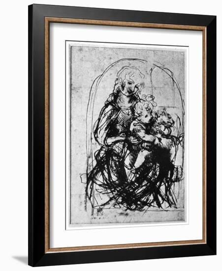 Studies for a Madonna Del Gatto, 15th Century-Leonardo da Vinci-Framed Giclee Print