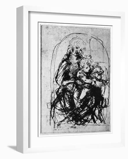 Studies for a Madonna Del Gatto, 15th Century-Leonardo da Vinci-Framed Giclee Print