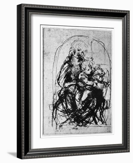 Studies for a Madonna Del Gatto, 15th Century-Leonardo da Vinci-Framed Giclee Print