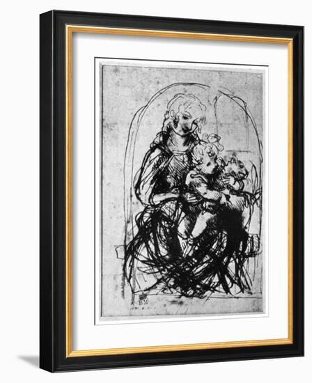 Studies for a Madonna Del Gatto, 15th Century-Leonardo da Vinci-Framed Giclee Print