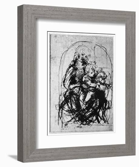 Studies for a Madonna Del Gatto, 15th Century-Leonardo da Vinci-Framed Giclee Print