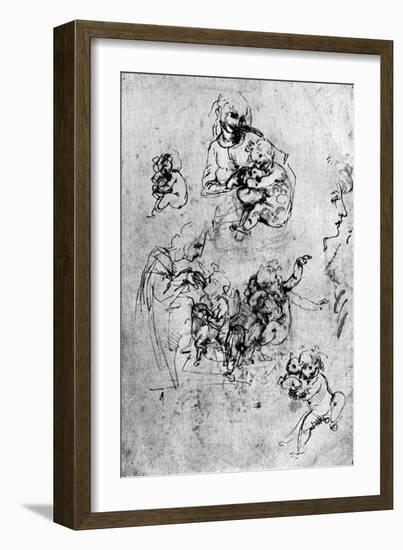 Studies for a Madonna Del Gatto, 15th Century-Leonardo da Vinci-Framed Giclee Print