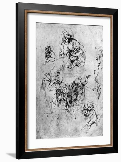 Studies for a Madonna Del Gatto, 15th Century-Leonardo da Vinci-Framed Giclee Print