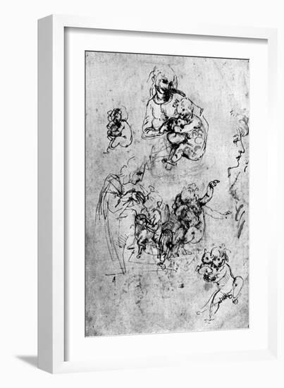 Studies for a Madonna Del Gatto, 15th Century-Leonardo da Vinci-Framed Giclee Print