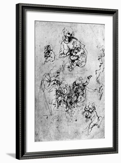 Studies for a Madonna Del Gatto, 15th Century-Leonardo da Vinci-Framed Giclee Print