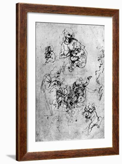 Studies for a Madonna Del Gatto, 15th Century-Leonardo da Vinci-Framed Giclee Print