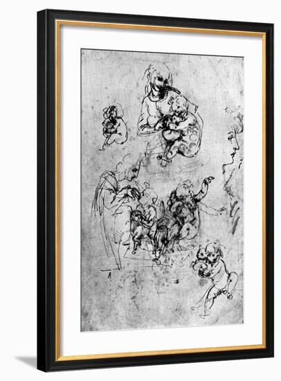 Studies for a Madonna Del Gatto, 15th Century-Leonardo da Vinci-Framed Giclee Print