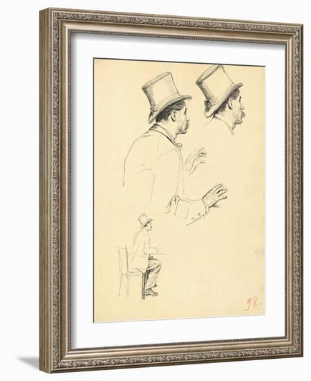 Studies for 'A Parisian Cafe': Sideview of Man's Head with Hat, C. 1872-1875-Ilya Efimovich Repin-Framed Giclee Print