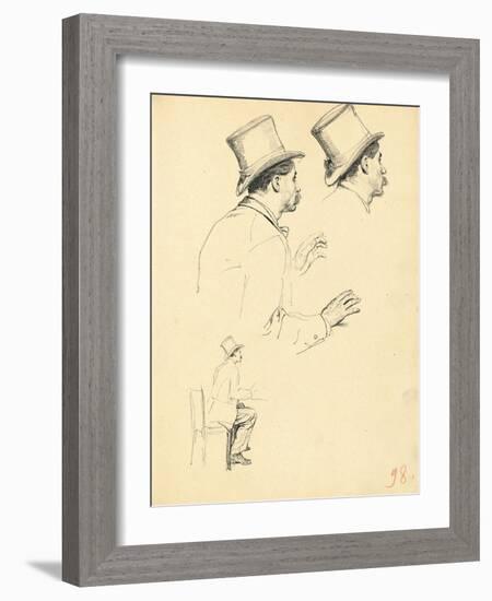 Studies for 'A Parisian Cafe': Sideview of Man's Head with Hat, C. 1872-1875-Ilya Efimovich Repin-Framed Giclee Print