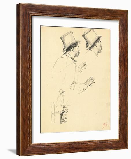 Studies for 'A Parisian Cafe': Sideview of Man's Head with Hat, C. 1872-1875-Ilya Efimovich Repin-Framed Giclee Print