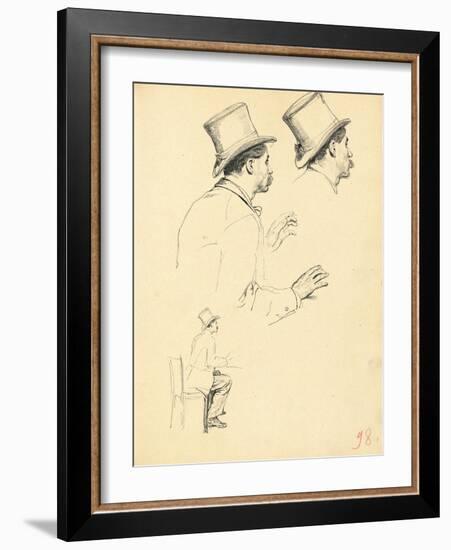 Studies for 'A Parisian Cafe': Sideview of Man's Head with Hat, C. 1872-1875-Ilya Efimovich Repin-Framed Giclee Print