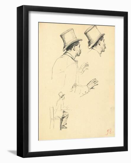 Studies for 'A Parisian Cafe': Sideview of Man's Head with Hat, C. 1872-1875-Ilya Efimovich Repin-Framed Giclee Print