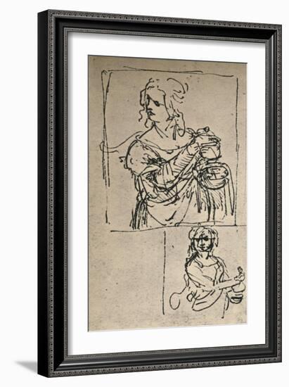 'Studies for a St. Mary Magdalene', c1480-1482 (1945)-Leonardo Da Vinci-Framed Giclee Print