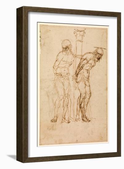 Studies for Christ at the Column (Recto), C.1460-65 (Pen & Ink on Paper) [See also 5934516]-Andrea Mantegna-Framed Giclee Print