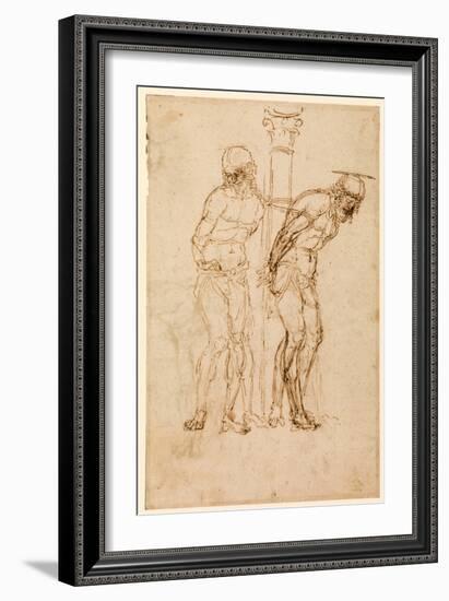 Studies for Christ at the Column (Recto), C.1460-65 (Pen & Ink on Paper) [See also 5934516]-Andrea Mantegna-Framed Giclee Print