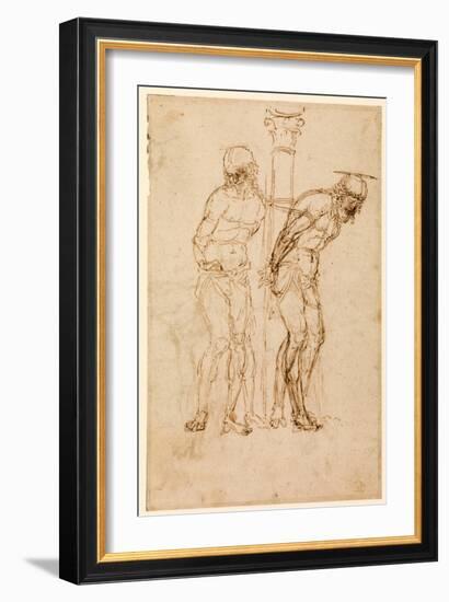Studies for Christ at the Column (Recto), C.1460-65 (Pen & Ink on Paper) [See also 5934516]-Andrea Mantegna-Framed Giclee Print