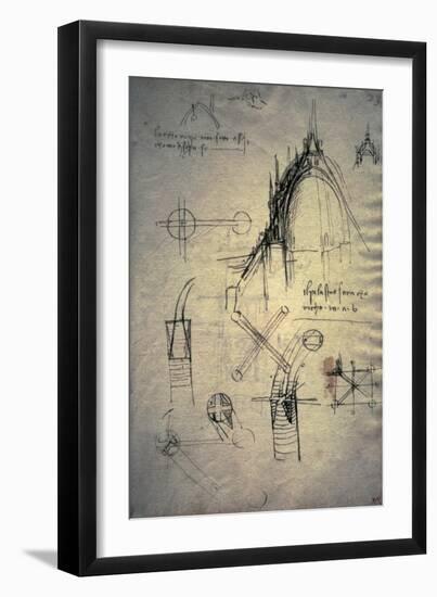 Studies for Lantern of Cathedral, Codex Trivulzianus, 1478-1490-Leonardo da Vinci-Framed Giclee Print