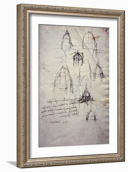 Studies for Lantern of Cathedral, from Codex Trivulzianus, 1478-1490-Leonardo da Vinci-Framed Giclee Print