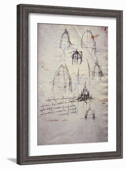 Studies for Lantern of Cathedral, from Codex Trivulzianus, 1478-1490-Leonardo da Vinci-Framed Giclee Print