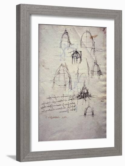 Studies for Lantern of Cathedral, from Codex Trivulzianus, 1478-1490-Leonardo da Vinci-Framed Giclee Print