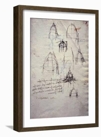 Studies for Lantern of Cathedral, from Codex Trivulzianus, 1478-1490-Leonardo da Vinci-Framed Giclee Print