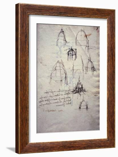 Studies for Lantern of Cathedral, from Codex Trivulzianus, 1478-1490-Leonardo da Vinci-Framed Giclee Print