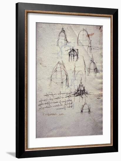 Studies for Lantern of Cathedral, from Codex Trivulzianus, 1478-1490-Leonardo da Vinci-Framed Giclee Print