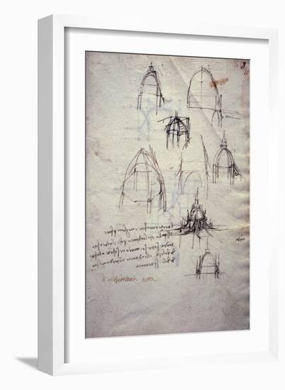 Studies for Lantern of Cathedral, from Codex Trivulzianus, 1478-1490-Leonardo da Vinci-Framed Giclee Print